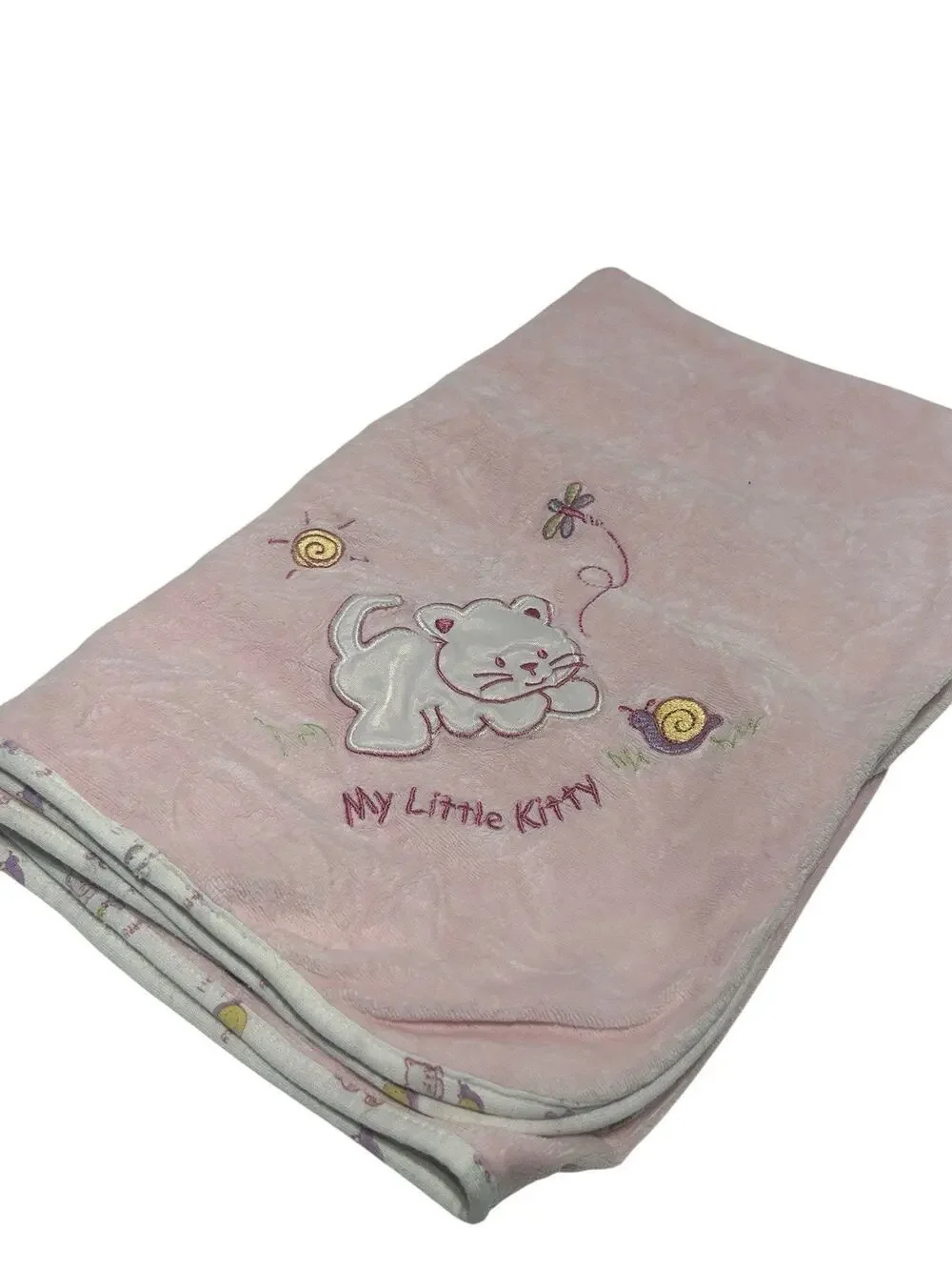 HW Carter & Sons “My Little Kitty” Puppy Snail Pink Baby Blanket
